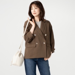 CARRIERE 麻調大人のゴールドカラー釦ブレザー