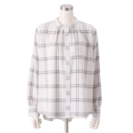 Provador チェックドット バンドカラーシャツチュニック