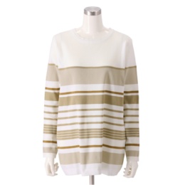 Provador 洗濯機洗いOK エアリーボーダーニットチュニック