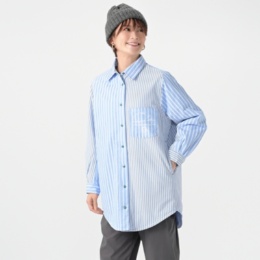 calma ストライプMIX 中綿シャツジャケット