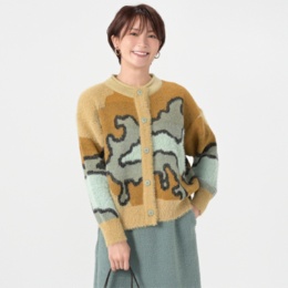 calma ふわりフェザーヤーン ジャガードニットカーデ