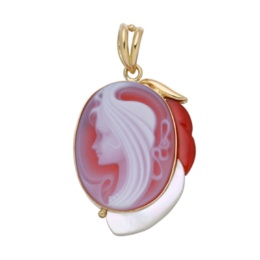 ストーンカメオ 18KYG ペンダントヘッド [四季の移ろい]