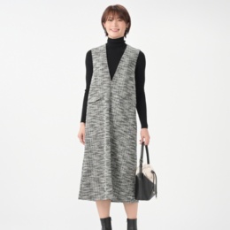  CARRIERE カットツイードVネックジャンスカ