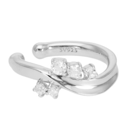  シルバー925 ホワイトトパーズエターナル片耳用イヤーカフ - 736085