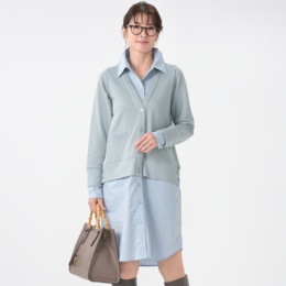 MASAGO 裏毛と布帛ドッキングワンピース