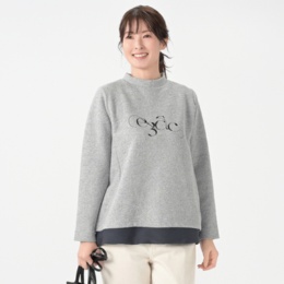 calma ふくれと3Dボーダー ロゴ刺繍プルオーバー