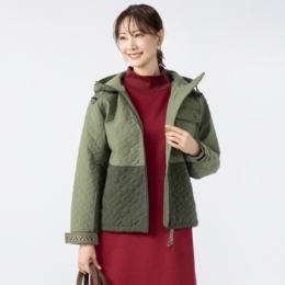 WOODS ツートン中綿キルトフードジャケット
