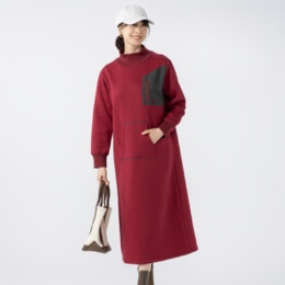 WOODS カンガルーポケット裏起毛ワンピース