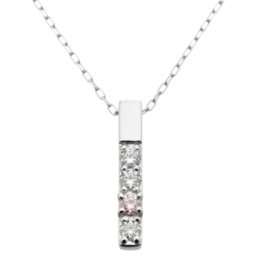 ピンク&DカラーダイヤモンドPT Iラインペンダント