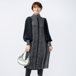 SPECCHIO シャトルプリーツフリーサイズ パフスリーブワンピース