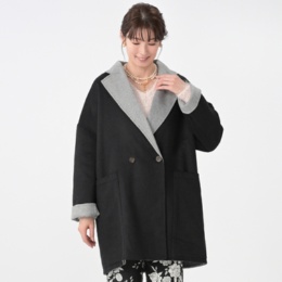  Anne Coquine ウールミックスリバーシブルテーラードコート