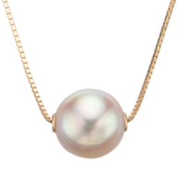  18KYG アコヤ真珠ナチュラルカラースルーペンダント 9mm - 737189