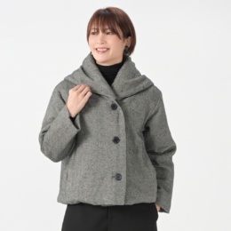 myM ツイード織中綿入りジャケット