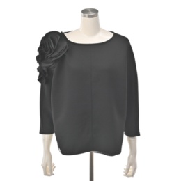 Anne Coquine ダンボールニットフラワーフリルプルオーバー