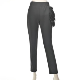 Anne Coquine選べる股下フラワーフリルテーパードパンツ