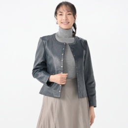 LEATHER Edition シープレザークルーネックジャケット