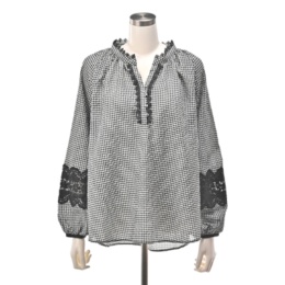 &LOVE大人フェミニンさ溢れるレース使いギンガムブラウス