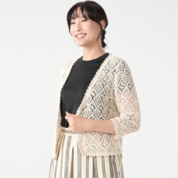 ピープルツリー 手編みクロシェ コットンカーディガン