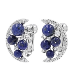 ラピスラズリ&CZ ハーフムーン イヤリング/ピアス[ブレア]