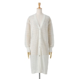 day to day 透かし編みロングニットカーディガン