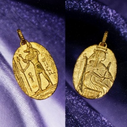 純金 レリーフペンダントヘッド ネフェルタリ&アヌビス