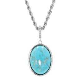 SS トルコ石&CZ オーバルペンダント 約15ct[ジリアン]