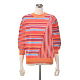 SUPERLADY マルチボーダーモックネックニットプルオーバー