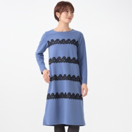 Pixie Heart レースアクセント ジョーゼットポンチワンピース