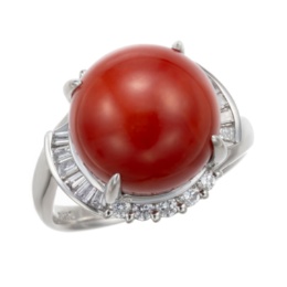 土佐沖産血赤珊瑚 PT950 リング13mm珠
