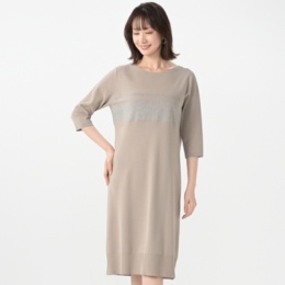 Anne Coquine コアスパンヤーンニットラメボーダーワンピース