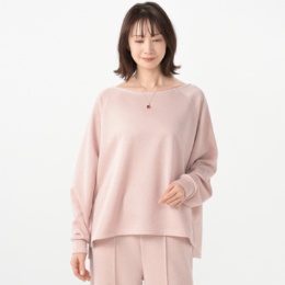 Anne Coquine ラメ裏毛ボートネックプルオーバー