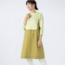 day to day 異素材使いの細みえ切替ワンピース