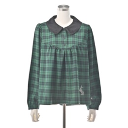 PERSONS 丸襟チェックブラウス