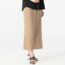 リアール ストレッチツイル&裾メッシュ切替ワイドパンツ