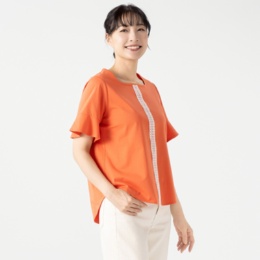 リアール スクエアネックセンターレース袖フリルプルオーバー