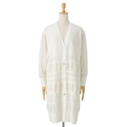 day to day 立体ギャザー透かし編みカーディガン