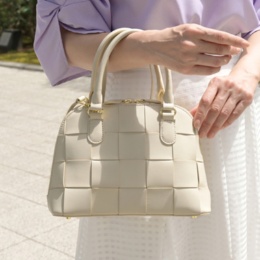 ピュアモエナ イタリアンシープスキンメッシュ オーバル2WAYバッグ