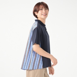 Remite バックストライプ異素材ポロシャツ