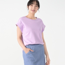 エニワイズ スーピマ混背中タック ラウンドヘムTシャツ