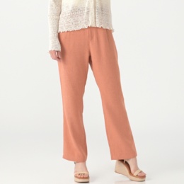 calma 選べる股下 麻見えワイドストレートパンツ