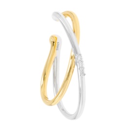 シルバー925ホワイトトパーズコンビカラーUライン片耳用イヤーカフ