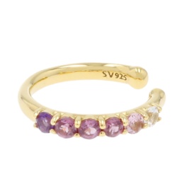 シルバー925グラデーションカラーストーン片耳用イヤーカフ