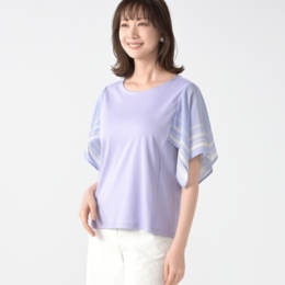 エニワイズ スーピマコットン混袖プリント デザインTシャツ