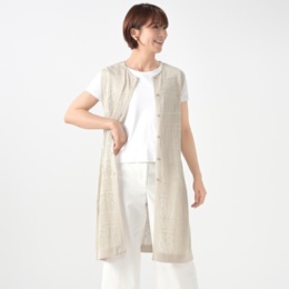 Coeur sucre 上品透かし編みニットロングジレ