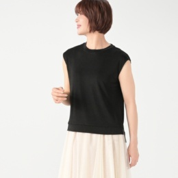 Coeur sucre上品光沢リブニットノースリーブプルオーバー