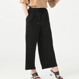 Coeur sucre 上品光沢リブニットワイドシルエットパンツ