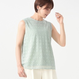 Provador 1枚で着られるストレッチ総レースノースリーブ