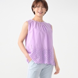 Provador綿混 パネル刺繍レース ノースリーブプルオーバー