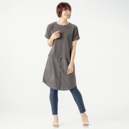 Provador ストレッチレース切替 シャツチュニック