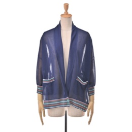 SUPERLADY マルチカラーリブシアーニットカーディガン